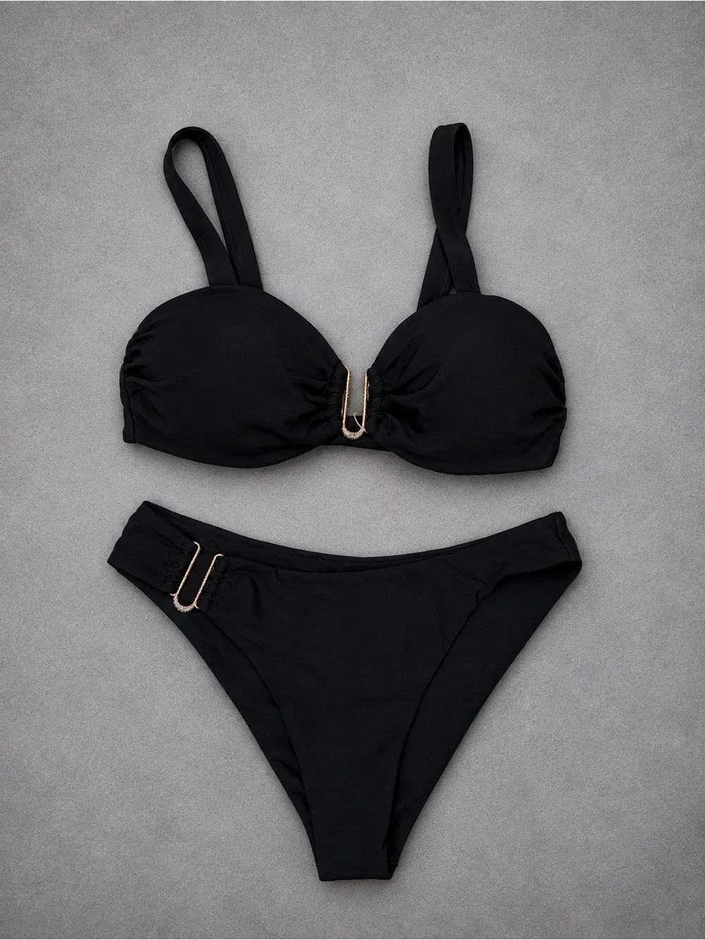 NWT - Owica Womens Bikini Set - Black Metal Accent - Size Medium